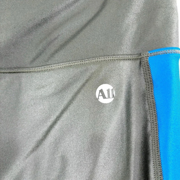 All Access Leggings Zip Front Two-Tone Stretch Side Stripe Green Blue Size XL - Picture 10 of 11